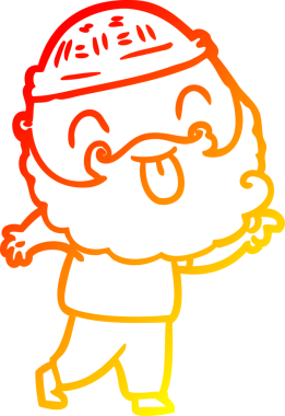 Sakallı bir adamın insan tarafından çizilmiş sıcak bir çizgi çizimi.