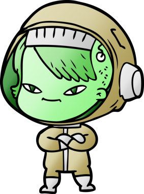 Bir insan tarafından çizilmiş astronot kadın.