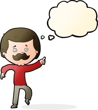 Bir insan tarafından çizilmiş bir düşünce balonuyla dans eden baba.