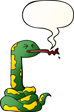 çizgi film tıslayan yılan konuşma baloncuğu ile bir insan tarafından çizilen düzgün eğimli stil