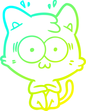 Bir çizgi filmin soğuk gradyan çizimi bir insan tarafından çizilmiş sürpriz bir kedi.