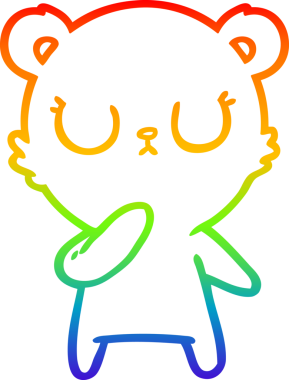 Bir insan tarafından çizilmiş barışçıl bir kutup ayısının gökkuşağı gradyanı çizimi