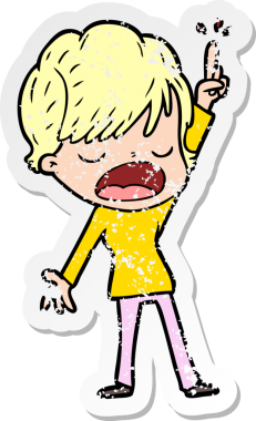 Bir insan tarafından çizilmiş karikatür kadının sıkıntılı çıkartması.