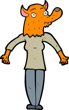 Bir insan tarafından çizilmiş tilki kadın çizgi filmi.