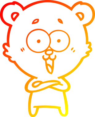 Bir insan tarafından çizilmiş gülen oyuncak ayının sıcak çizgi çizimi.