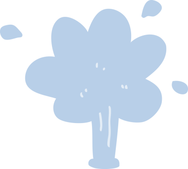 Bir insan tarafından çizilmiş düz renkli çizgi film fışkırtan su