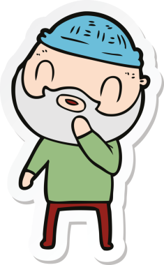 Bir insan tarafından çizilmiş sakallı bir adamın çıkartması.