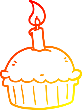 Bir insan tarafından çizilmiş bir doğum günü pastasının sıcak çizgi çizimi