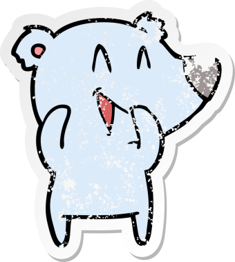 Bir insanın çizdiği gülen ayı karikatürünün sıkıntılı çıkartması.