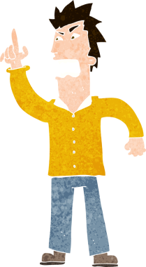 Çizgi filmdeki kızgın adam bir insan tarafından çizildi.