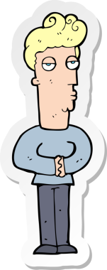 Bir insan tarafından çizilmiş bezgin bir adamın çıkartması.