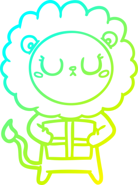 Bir insan tarafından çizilmiş bir karikatür aslanının soğuk gradyan çizimi.