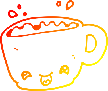 Bir insan tarafından çizilmiş bir fincan kahvenin sıcak çizgi çizimi