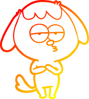 Bir insan tarafından çizilen ve sıkılmış bir köpeğin sıcak çizgi çizimi.