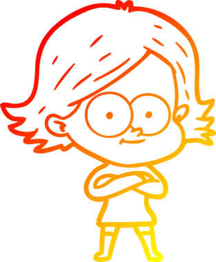 Bir insan tarafından çizilmiş mutlu bir çizgi film kızı çizimi