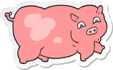 Bir insan tarafından çizilmiş bir domuzun çıkartması.