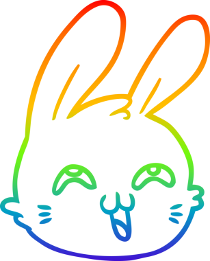 Gökkuşağı gradyan çizgi çizimi Bir insan tarafından çizilmiş mutlu tavşan yüzü