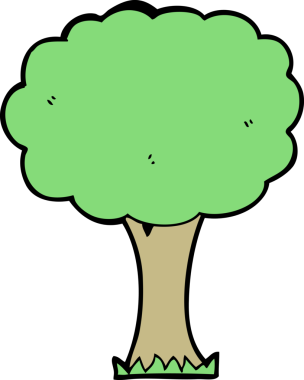 Bir insan tarafından çizilmiş çizgi film ağacı.