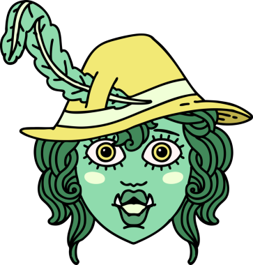 Retro Dövme Biçimli Ork karakteri bir insan tarafından çizildi