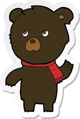 Bir insan tarafından çizilmiş şirin siyah bir ayının çıkartması.