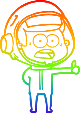 gökkuşağı gradyan çizgi çizimi bir insan tarafından çizilmiş astronot şaşırttı