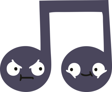 Bir insan tarafından çizilmiş bir notanın düz renkli retro karikatürü