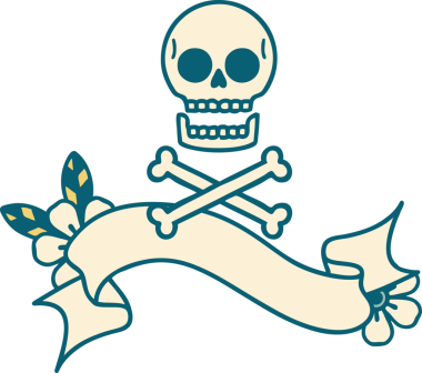 Bir insan tarafından çizilmiş çapraz kemikli geleneksel dövme.