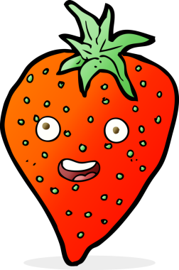 Bir insan tarafından çizilmiş çilek çizgi filmi.