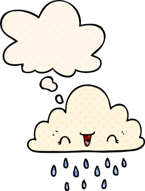 Bir insan tarafından çizilmiş, düşünce baloncuklu karikatür fırtına bulutu.