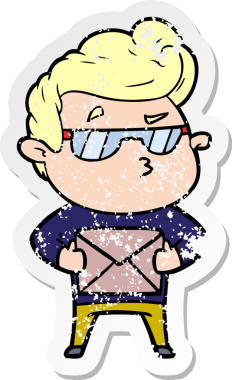 Bir insan tarafından çizilmiş havalı bir adamın sıkıntılı çıkartması.