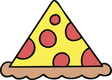 Bir insan tarafından çizilmiş tuhaf bir pizza dilimi.