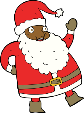 Bir insan tarafından çizilmiş komik bir Noel Baba çizgi filmi.