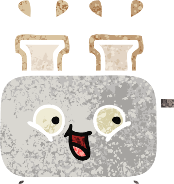 Bir insan tarafından çizilmiş bir tost makinesinin retro çizim stili karikatürü