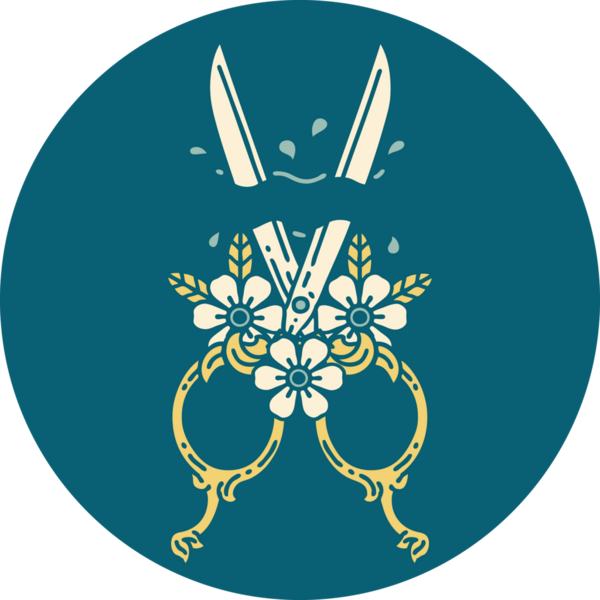 Berber makasının ve bir insanın çizdiği çiçeklerin ikonik dövme şekli