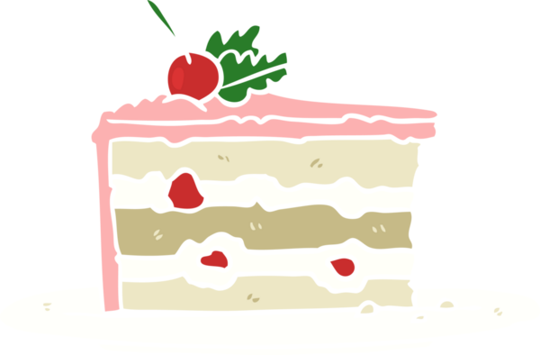 Bir insan tarafından çizilmiş düz renkli tatlı pastası.