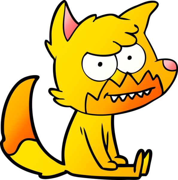 Bir insan tarafından çizilmiş tilki çizgi film karakteri