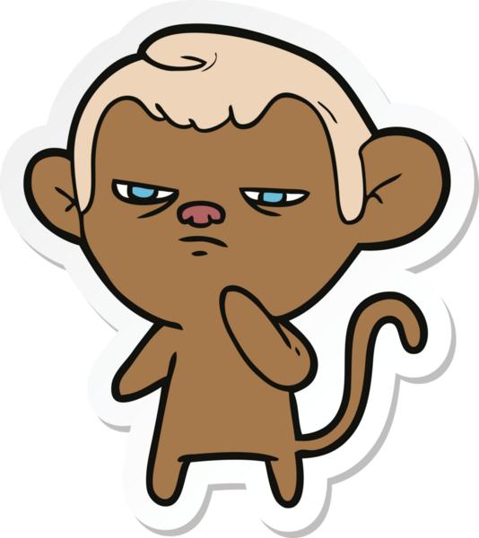 Bir insan tarafından çizilmiş çizgi film maymununun çıkartması.