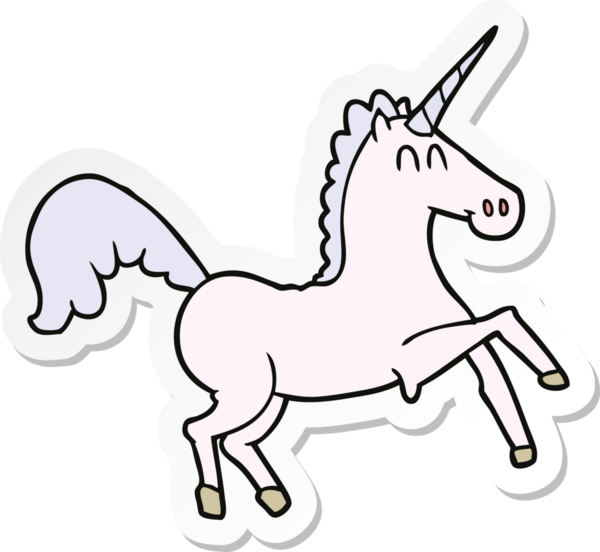 Bir insan tarafından çizilmiş tek boynuzlu atın çıkartması.