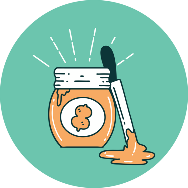 Bir insan tarafından çizilmiş dövme tarzı fıstık ezmesi ikonu.