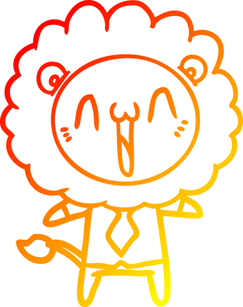 Bir insan tarafından çizilmiş mutlu çizgi film aslanının sıcak çizgi çizimi