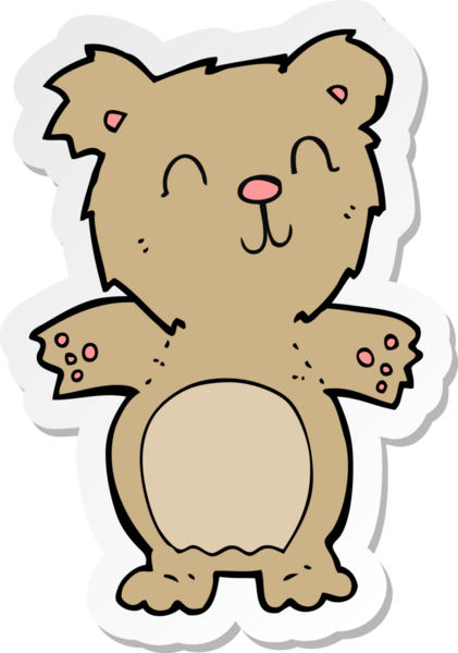 Bir insan tarafından çizilmiş şirin bir oyuncak ayının çıkartması.