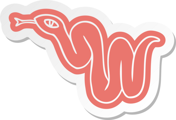 Bir insan tarafından çizilmiş bir bahçe yılanının karikatür etiketi.