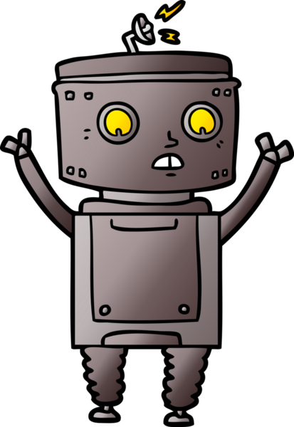 Bir insan tarafından çizilmiş çizgi film robotu