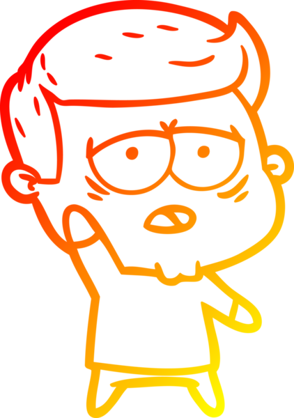 Bir insan tarafından çizilmiş, yorgun bir adamın çizgi çizimi.