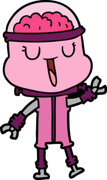 Bir insan tarafından çizilmiş mutlu çizgi film robotu