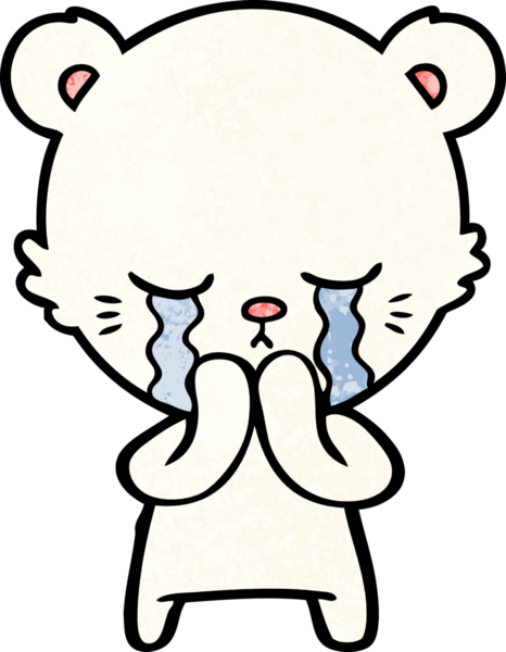 Bir insan tarafından çizilmiş üzgün küçük kutup ayısı çizgi filmi.