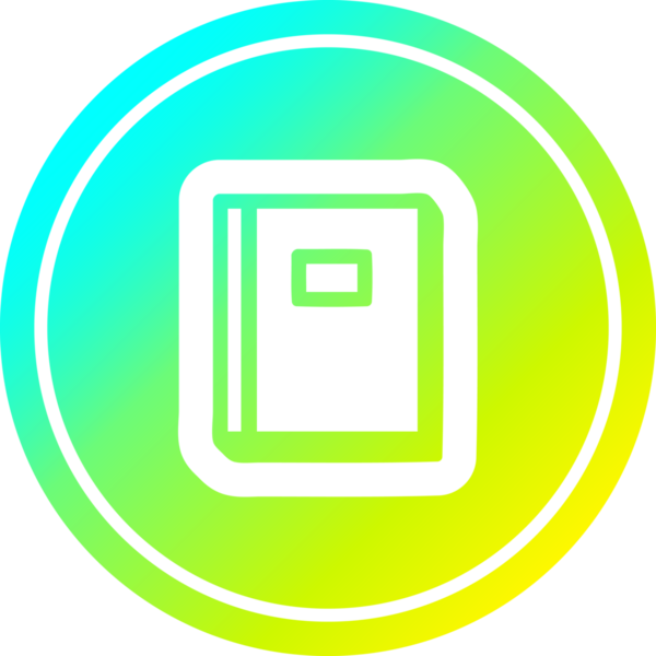 Eğitici kitap dairesel simgesi ve bir insan tarafından çizilmiş havalı gradyan bitiş