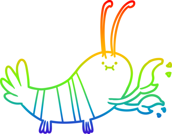 gökkuşağı gradyan çizimi bir insan tarafından çizilmiş bir ıstakoz çizgi filmi