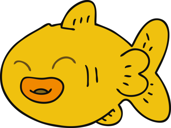 Bir insan tarafından çizilmiş garip bir karikatür balığı.