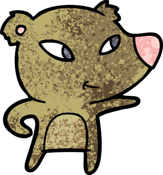 Bir insan tarafından çizilmiş sevimli çizgi film ayısı.